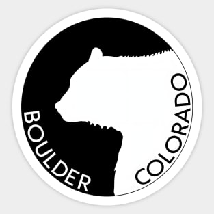 BOULDER COLORADO BEAR SKIING MOUNTAINS BLACK WHITE Sticker